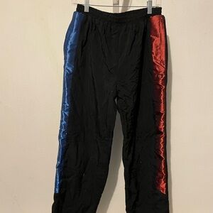 Vintage Fred Perry Black Track Pants with Red and Blue Accents
